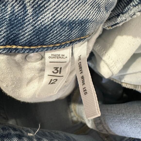 LOFT Women’s Jeans Size 12 Curvy Wide Leg Raw Hem Distressed Light Wash Denim - Picture 11 of 11